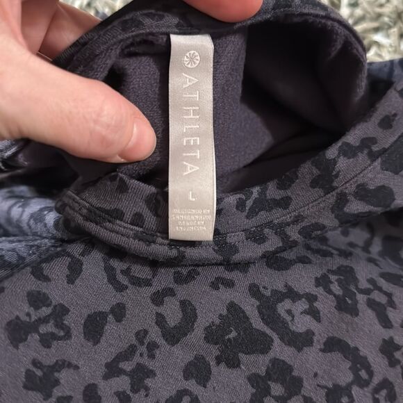 Athleta Pure Luxe Leopard Sweatshirt Top Spring Night Large  #502398 - Picture 7 of 7
